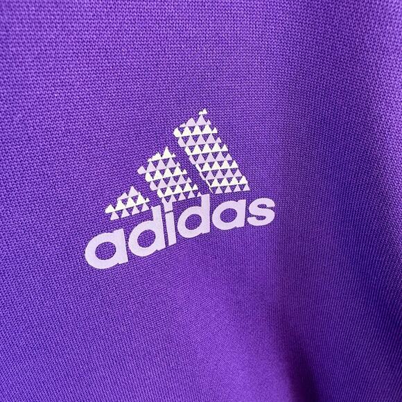 Adidas Purple Hooded Pullover Lighter Weight Logo Pocket Pouch Sweatshirt Size S - Picture 3 of 6